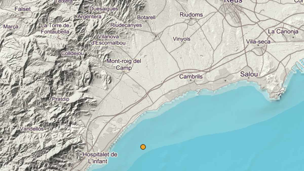 Es registra un terratrèmol al mar entre Cambrils i Mont-roig