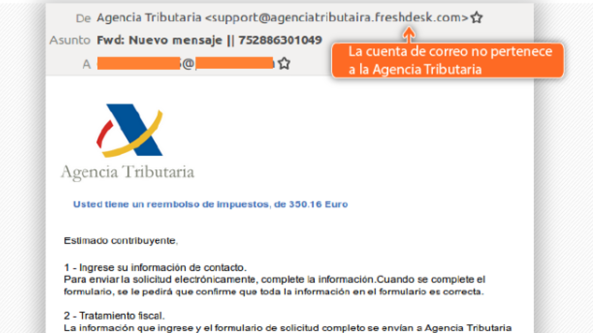 Els Mossos alerten d'un un nou cas de 'phishing' que suplanta l'Agència Tributària