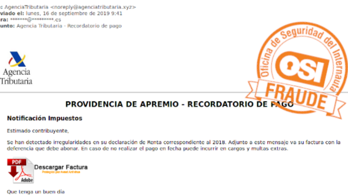 Alerten d'una estafa que suplanta l'Agència Tributària per robar dades personals