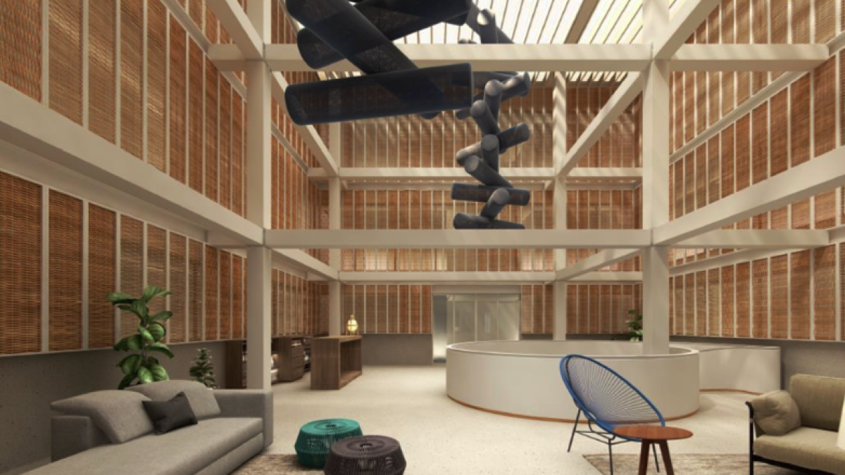 Imatge facilitada pels promotors de l'aspecte que tindrà l'atri central que hi haurà al primer pis de l'Hosel Pòsit.