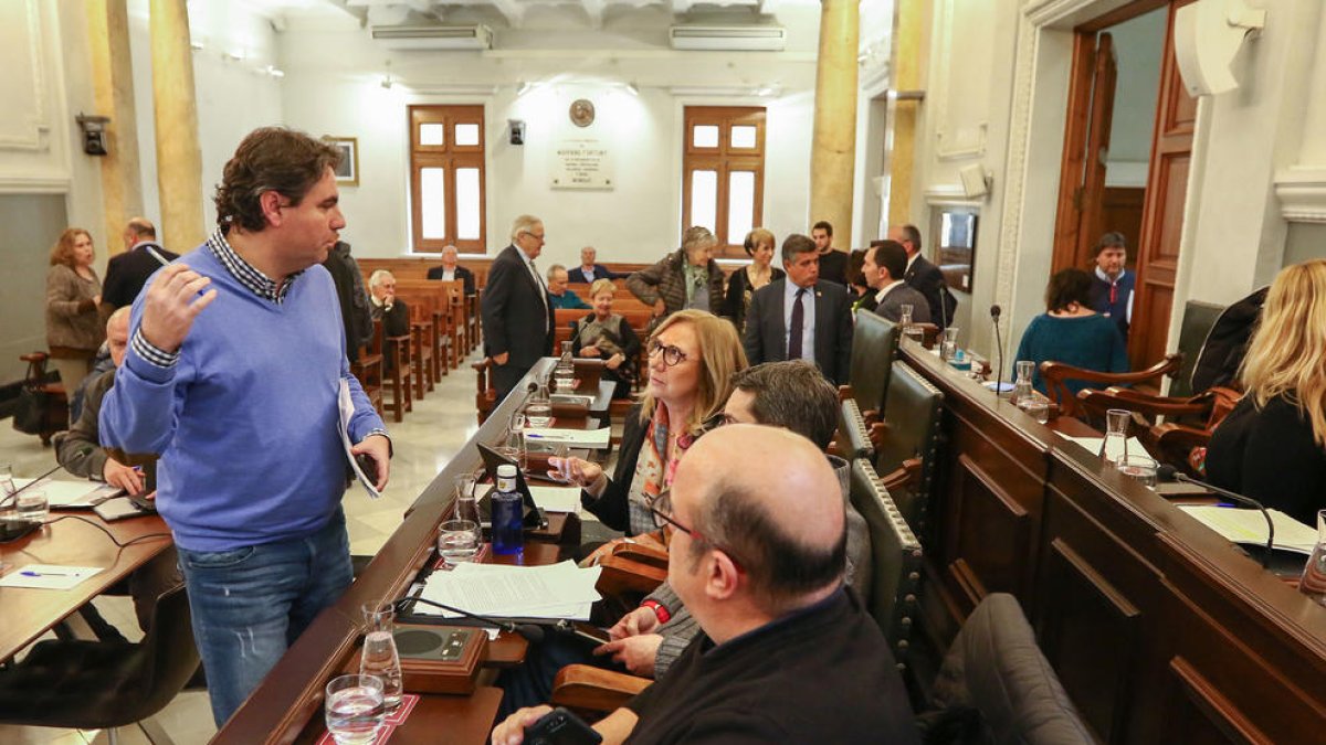 Los cuatro concejales de Cs acudieron con normalidad al último pleno ordinario del mandato, ayer.