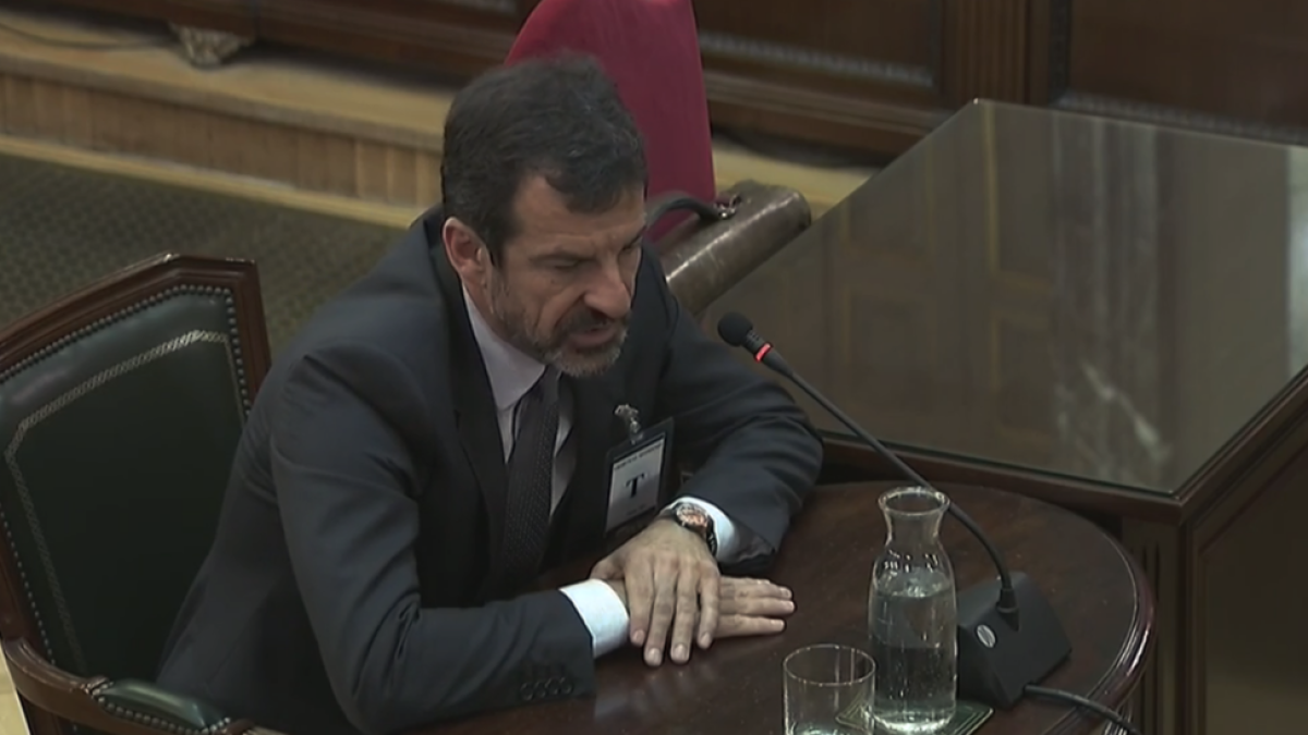El comisario de Mossos Ferran López durante su declaración en el Tribunal Supremo.