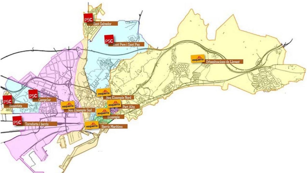 Els pitjors resultats del PSC i els millors d'ERC en unes municipals a Tarragona