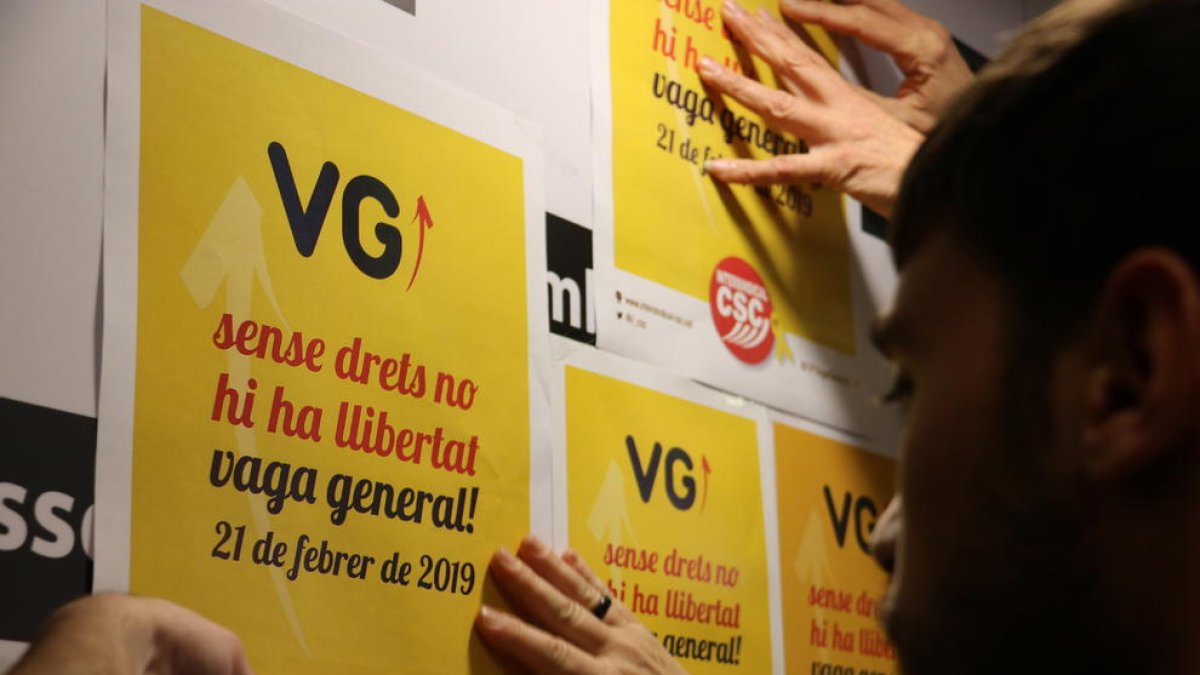 Los sindicatos de la huelga del 21-F anuncian movilizaciones «descentralizadas» por todo el territorio