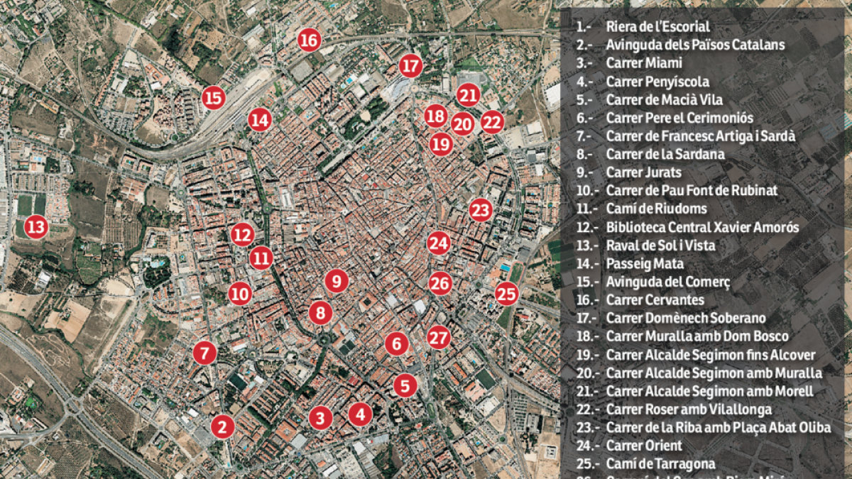 Empieza el despliegue del plan|plano por reformar las aceras de 27 calles de Reus