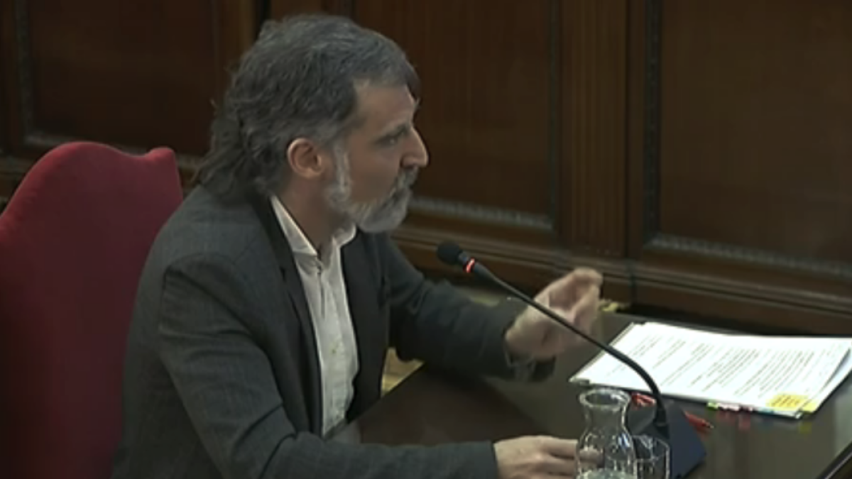 Cuixart durant la seva declaració al judici de l'1-O.