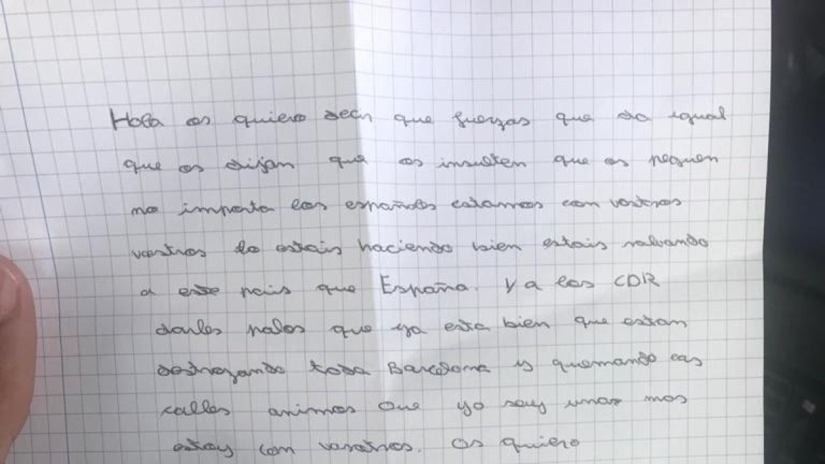 «Y a los CDR darles palos»: la carta de una niña de 12 años a la Guardia Civil en Tarragona