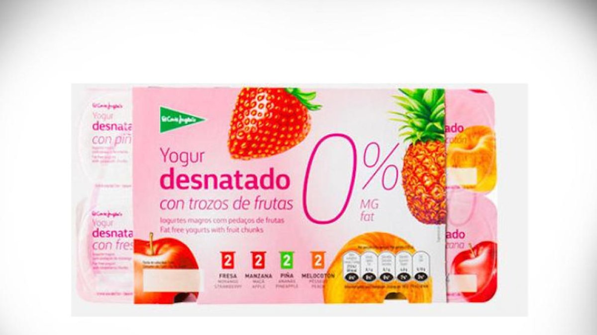 El Corte Inglés retira un yogur de frutas de su marca blanca ante el riesgo de contener trozos de goma