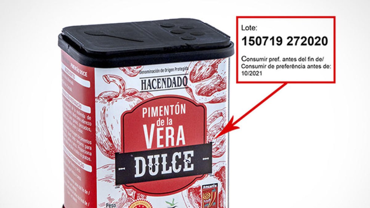 Consumo alerta de la presencia de salmonela en pimentón de la Vera dulce Hacendado vendido en Mercadona