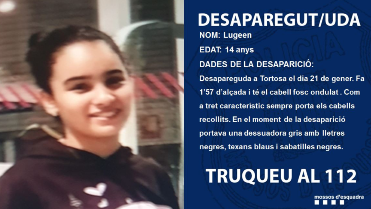 Buscan a una chica de 14 anos desaparecida en Tortosa