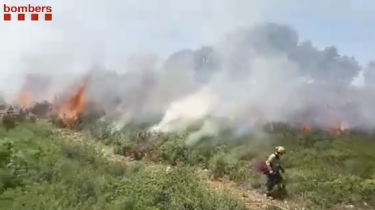 Els Bombers realitzen una crema prescrita al massís de Bonastre