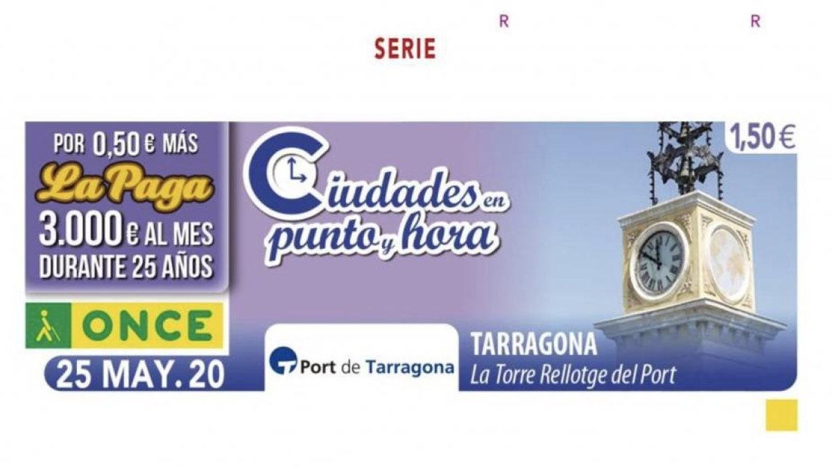 El reloj del Port de Tarragona protagonista del cupón del ONCE