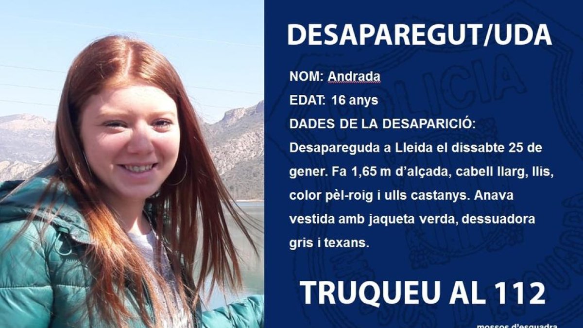 Buscan a una chica de 16 años desaparecida el sábado en Lérida
