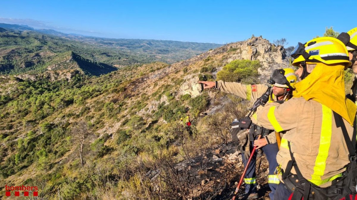 Els Bombers de la Generalitat donen per estabilitzat l'incendi de vegetació de Vinebre