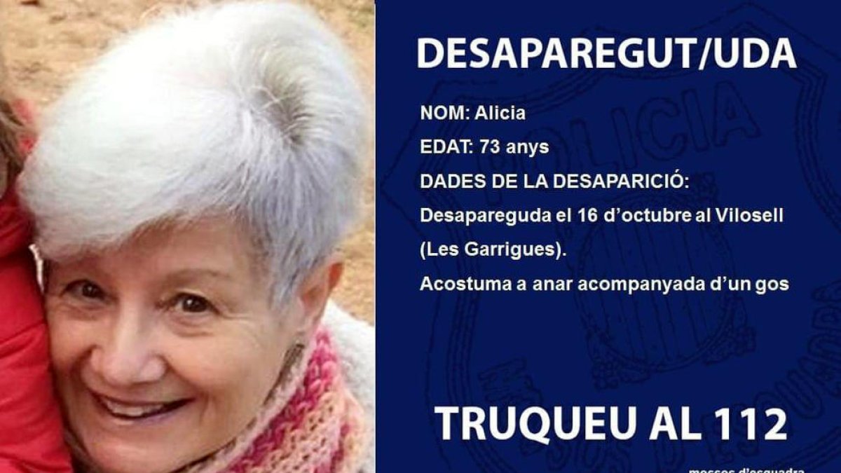 Troben sana i estàlvia la dona de 73 anys desapareguda al Vilosell