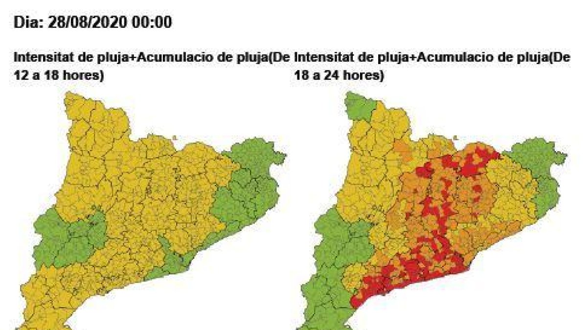 Activat l'Inuncat per la previsió de pluges de fins a 40 litres a Tarragona