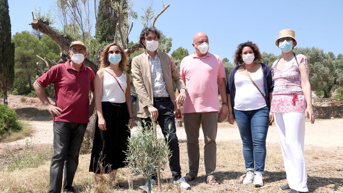 Plantación simbólica de olivos para conmemorar el primer aniversario del incendio de la Ribera de Ebro