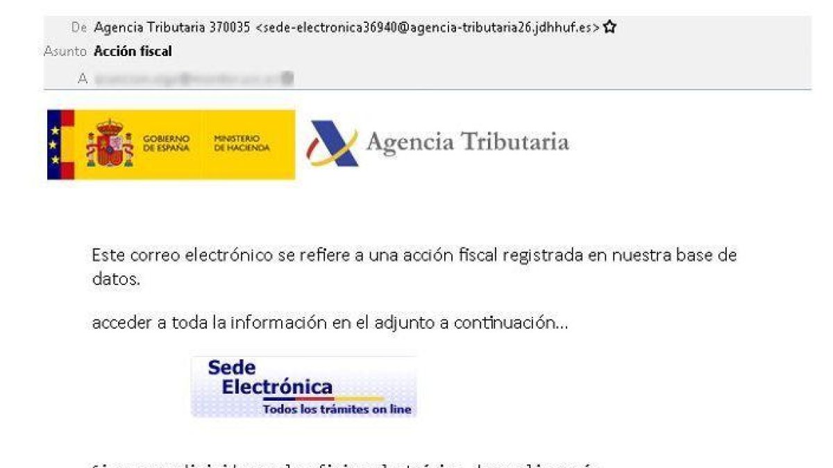 Alerten d'un correu que suplanta la identitat d'Hisenda coincidint amb l'inici de la campanya de la Renda