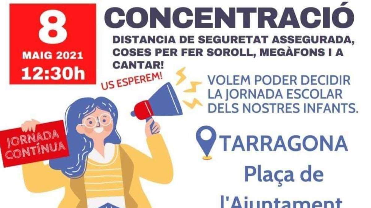 Protestan en Tarragona para reclamar la jornada continua y libre elección del horario escolar