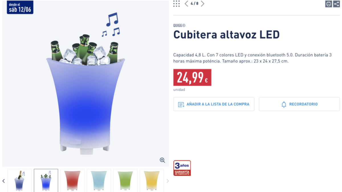 Aldi posa a la venda el 12 de juny una singular glaçonera amb conexió Bluetooh i altaveus