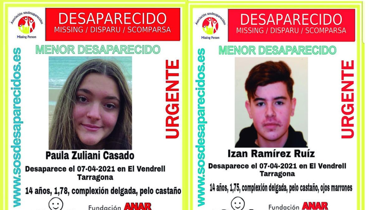 Continúa la investigación|búsqueda de Izan y Paula, los jóvenes desaparecidos hace una semana en el Vendrell