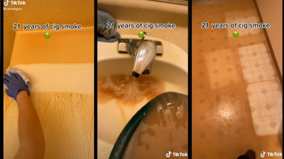 El vídeo viral que muestra los efectos de 21 años de humo de tabaco en las paredes de una casa