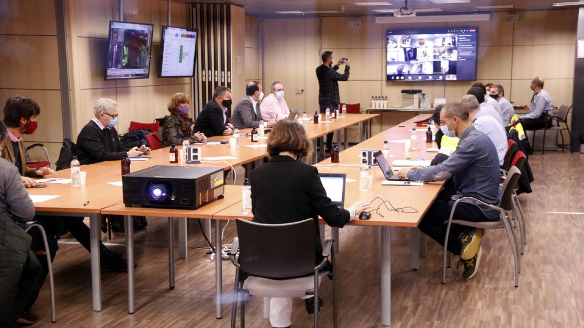 Pla general de la reunió del centre de coordinació (CECOR) del dispositiu policial per les eleccions del 14-F, a la conselleria d'Interior, el 14 de febrer del 2021