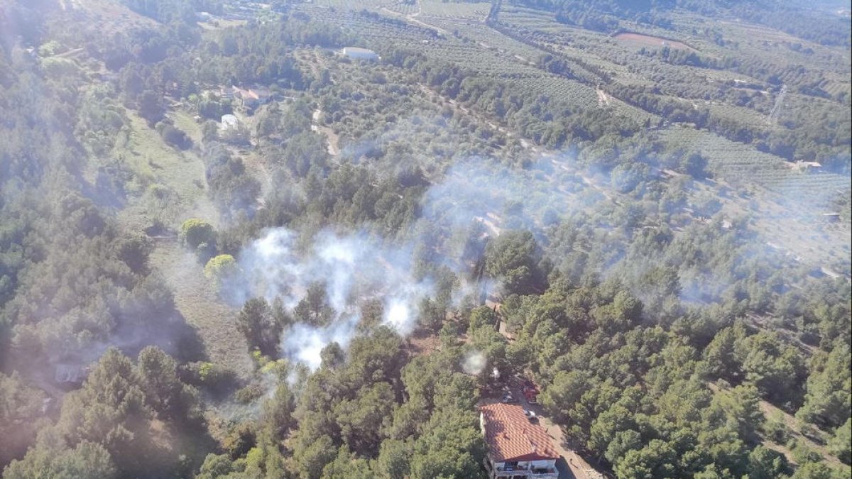 Los Bomberos trabajan para apagar incendios de vegetación en Mont-roig del Camp y en Paüls
