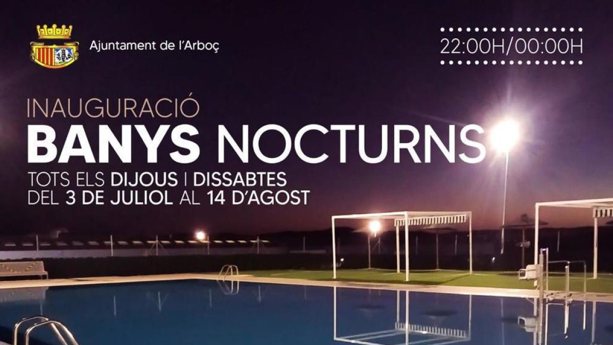 L'Arboç vuelve a programar 'Baños Nocturnos' en la piscina municipal
