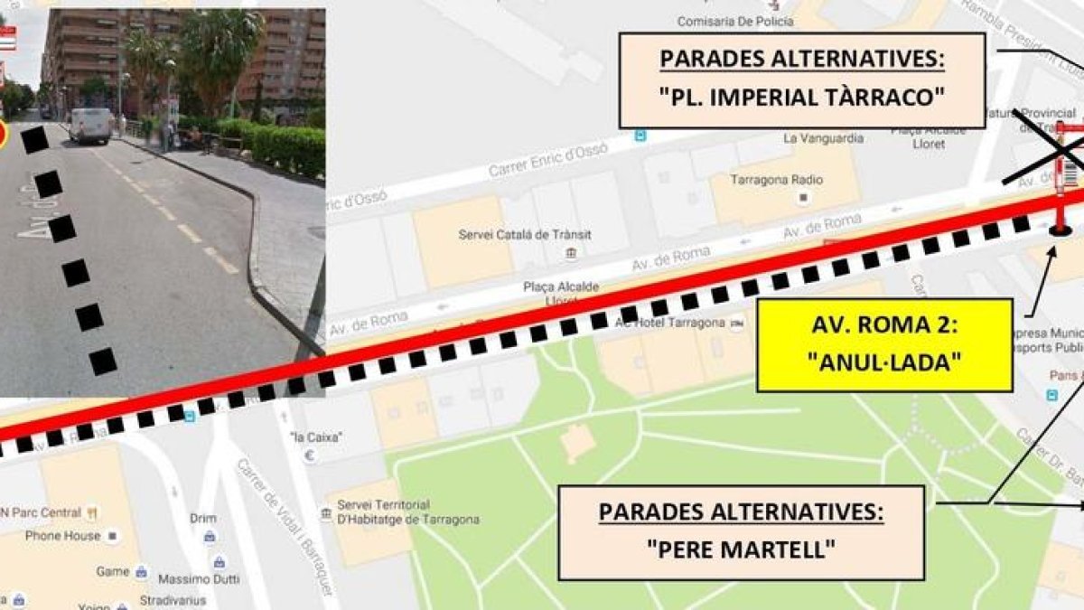 L'avinguda Roma de Tarragona es troba tallada per l'instal·lació d'una grúa de grans dimensions