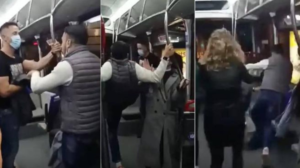 Agreden brutalmente a un policía por pedir a un hombre que se ponga la mascarilla en el autobús