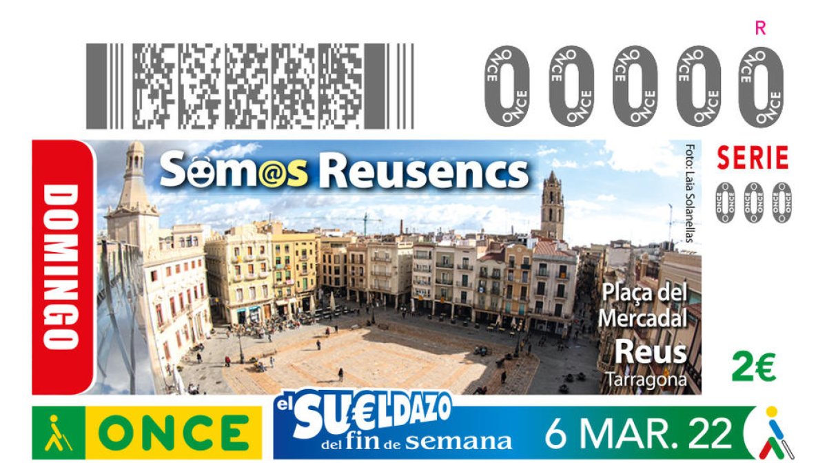 Reus serà la imatge del cupó de l'ONCE del sorteig del 6 de març