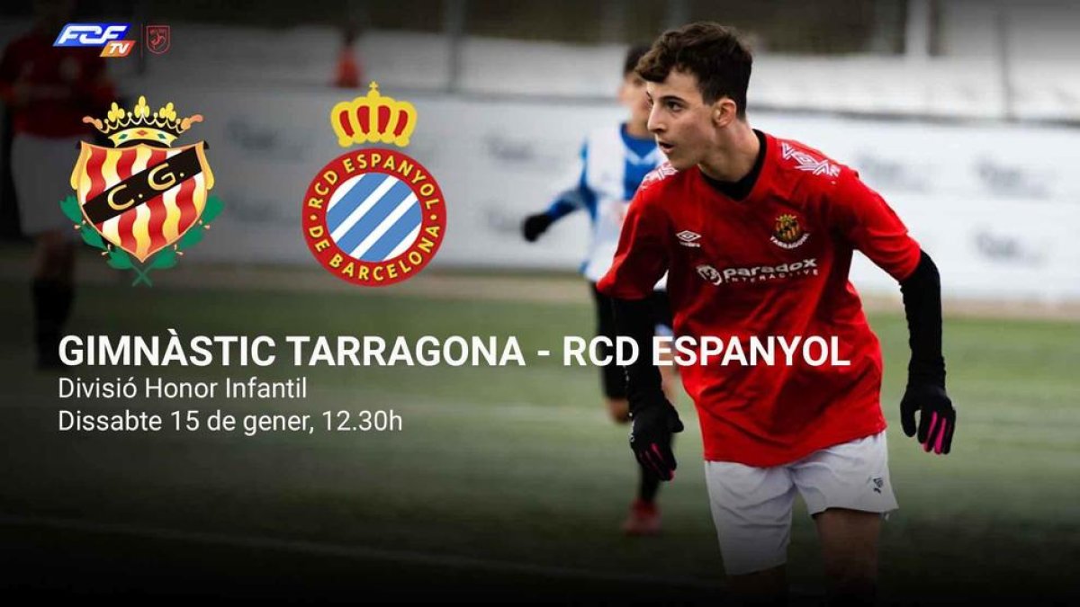 L'FCF TV retransmetrà en directe el partit Gimnàstic de Tarragona i RCD Espanyol infantil