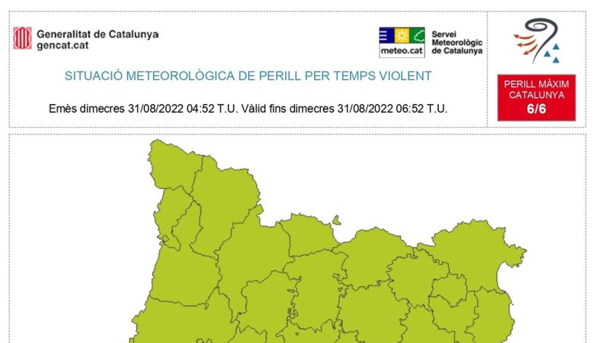 El Meteocat alerta de forts ruixats al Baix Penedès a primera hora del matí