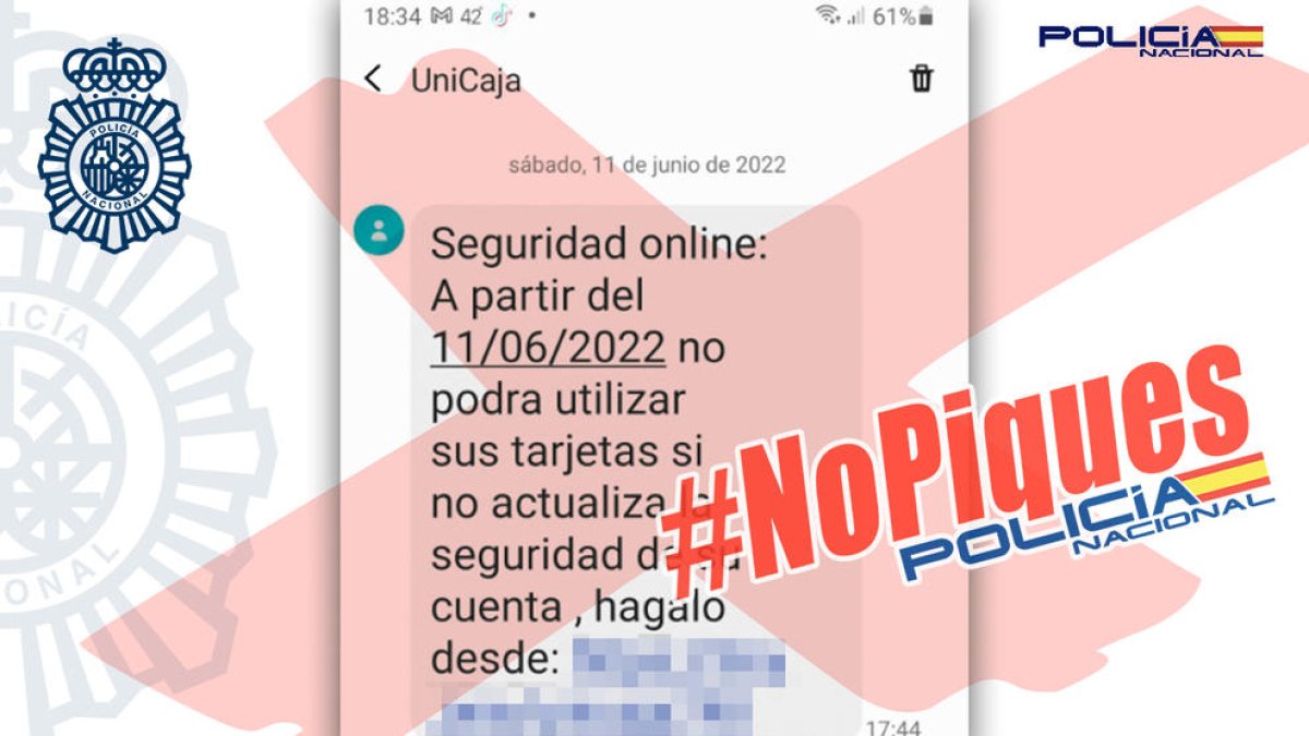 Alertan sobre unos SMS que simulan ser a tu banco avisando de problemas a la tarjeta