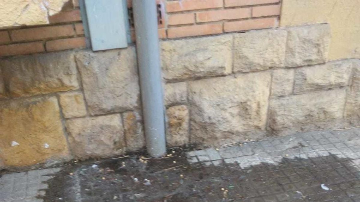 Un bajante en el barrio Fortuny de Reus tira residuos fecales a la vía pública