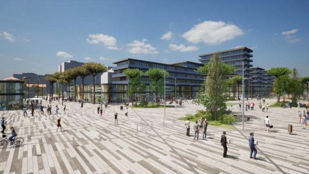 Imatge virtual de la gran plaça que servirà de centre de l’eix cívic.