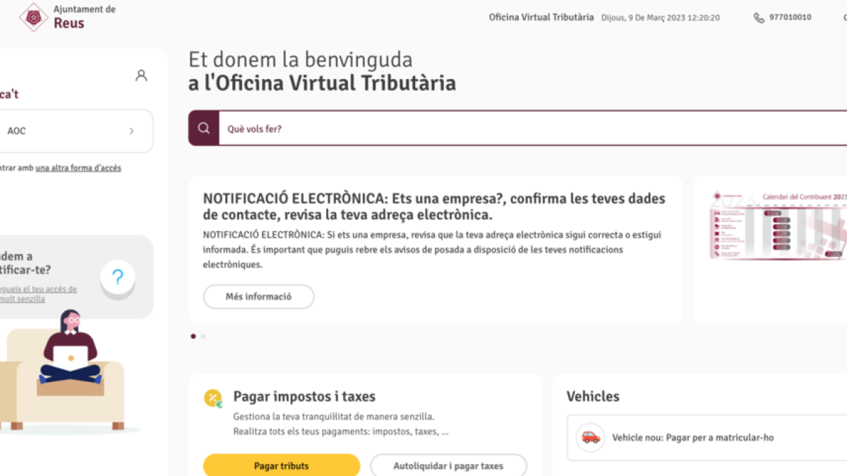 L'Ajuntament de Reus posa en marxa l'Oficina Virtual Tributària