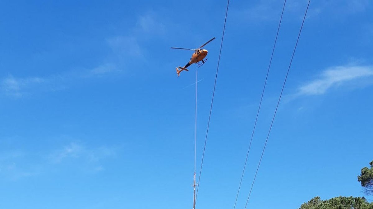 Endesa renova 45 suports de fusta d'una línia de mitjana tensió que creua el Priorat
