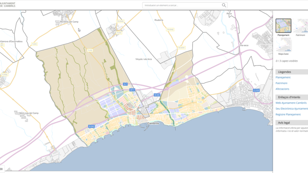 Cambrils posa en marxa un Geoportal de consulta urbanística