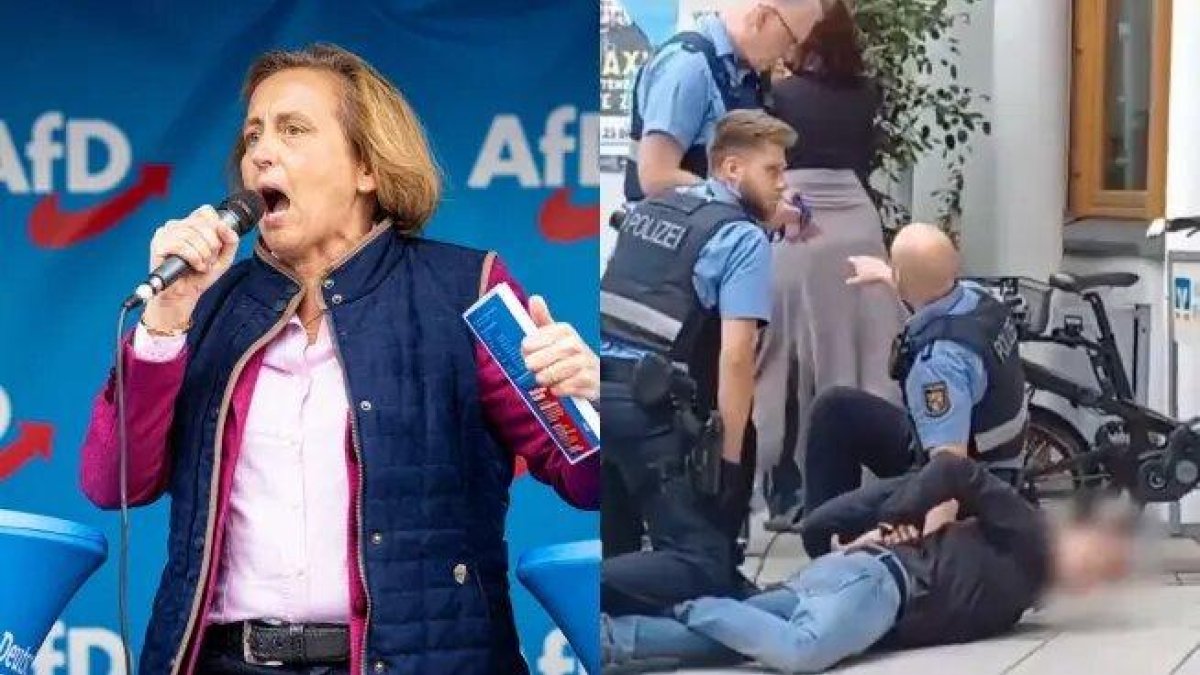 Unten amb excrements a una política de la ultradreta alemanya al carrer