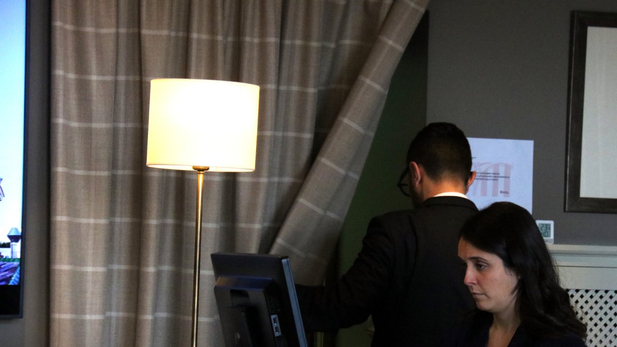 La recepción de un hotel de Barcelona.