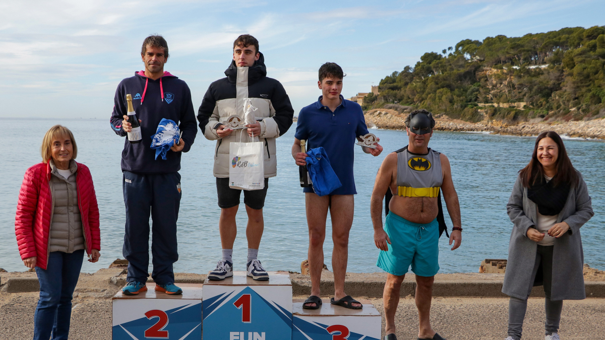 Pòdium dels guanyadors de la travessa de Sant Silvestre.