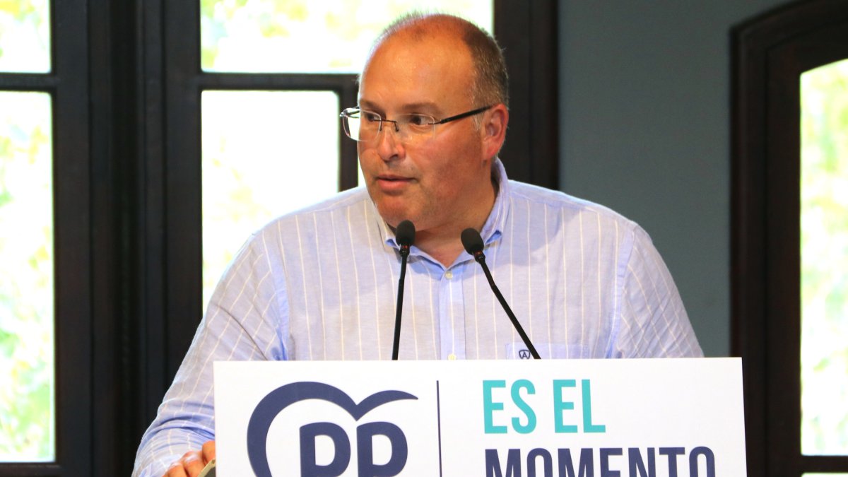 El portavoz del PP en el Congreso, Miguel Tellado, en un acto del PP en Barcelona