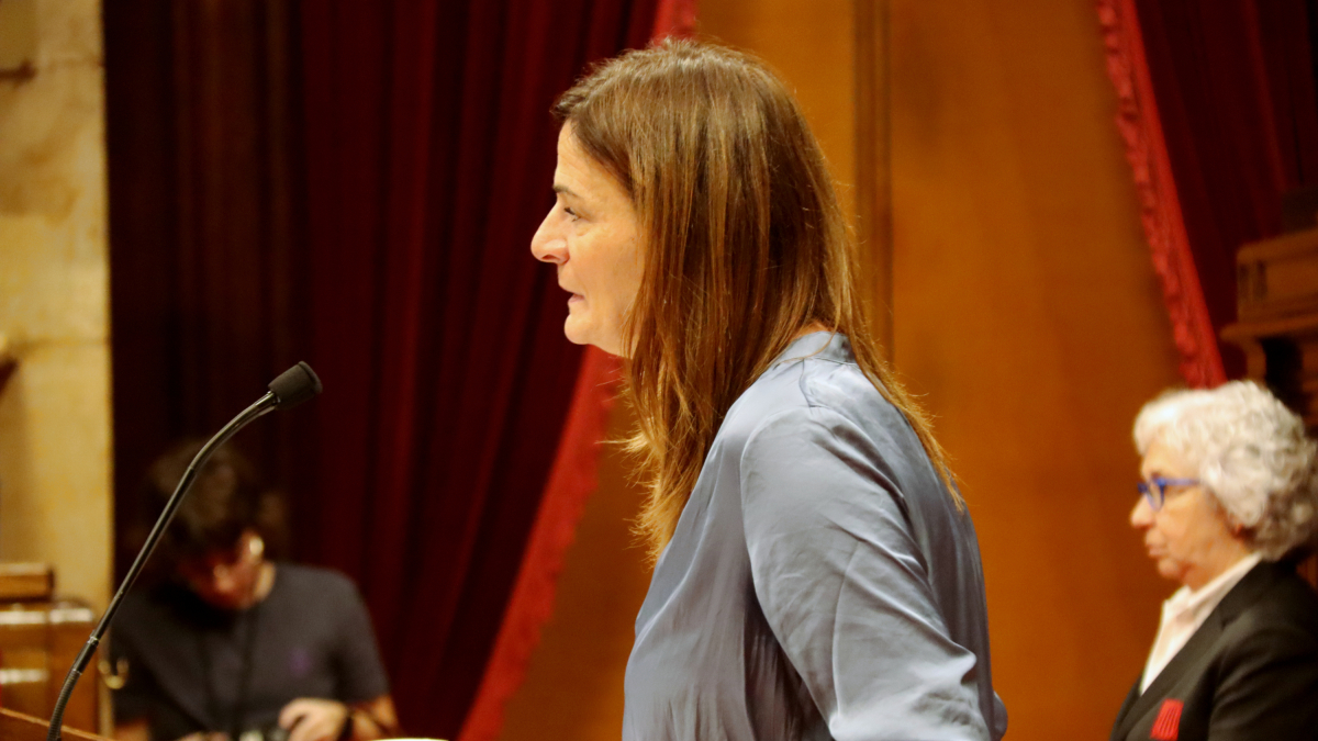 La diputada de Junts Cristina Casol durant la interpel·lació al Parlament.