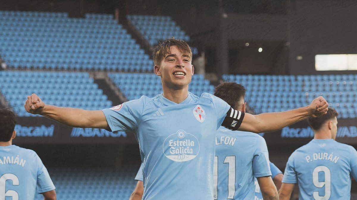 El capità del Celta Fortuna, Raúl Blanco, celebrant un gol a Balaídos.