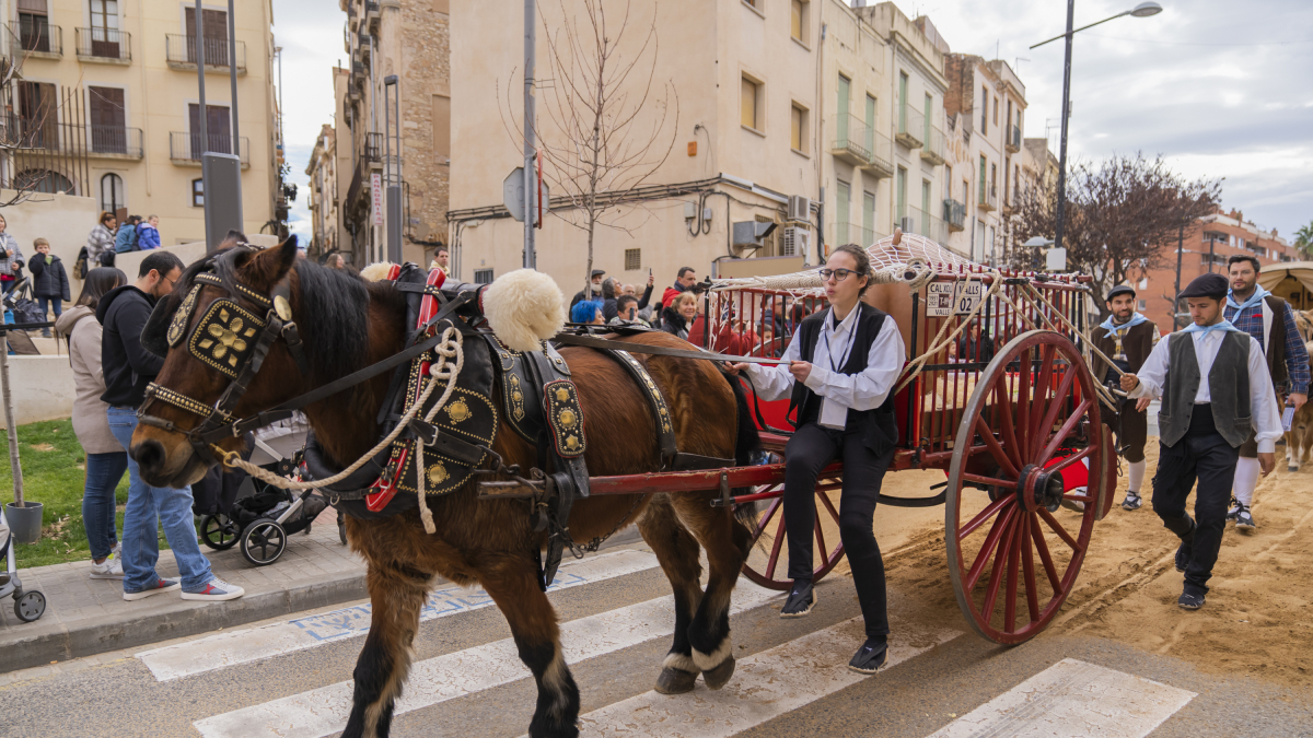 Un carro durante uno de los tramos de los Tres Tombs de Valls, ayer.