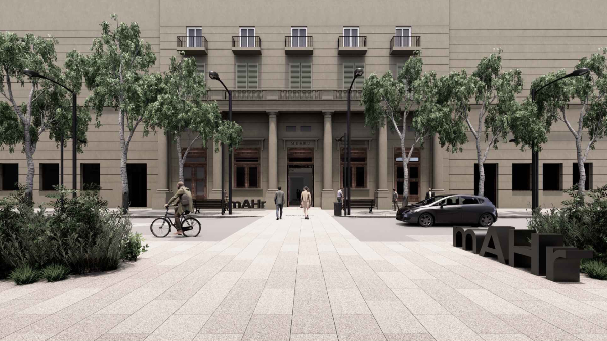 Recreació virtual de com es voldria que es veiés la reformada entrada del museu.
