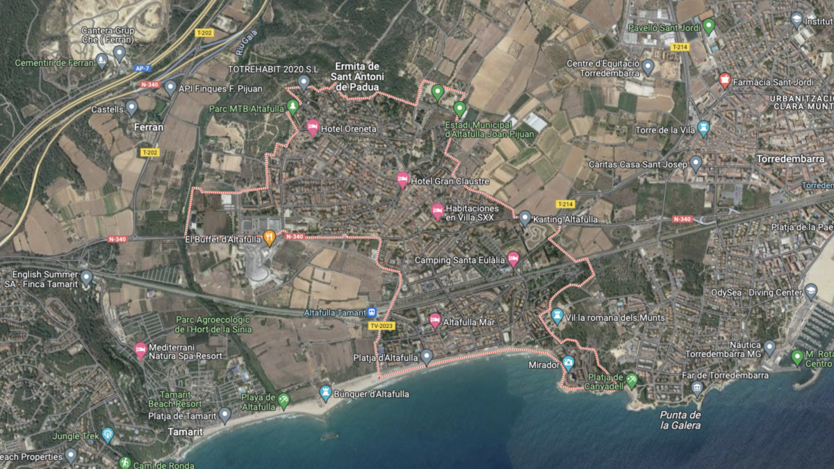 Imatge del límit entre Altafulla i Tarragona.