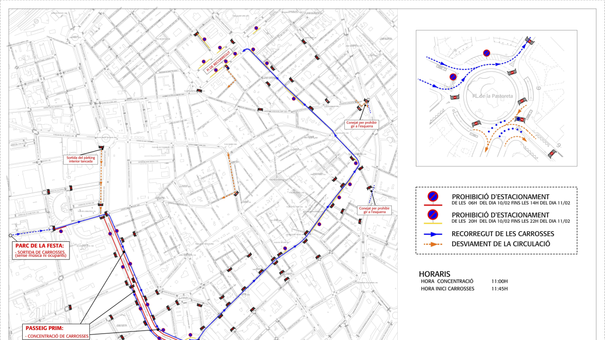 Mapa de las afectaciones en el tráfico durante el Desfile matinal de Carnaval 2024